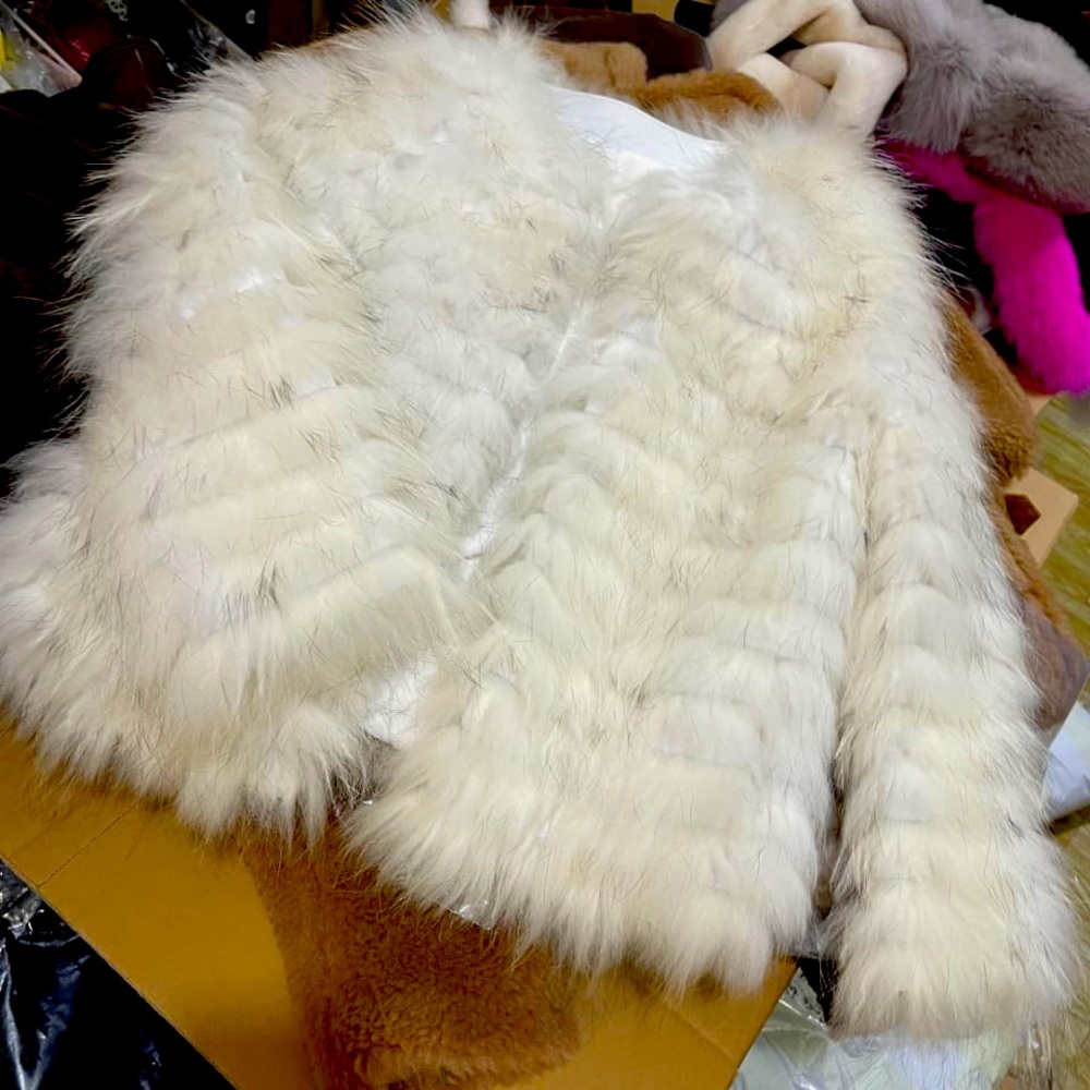 Genuine raccoon and fox fur